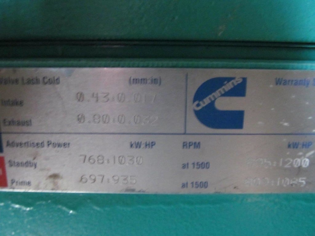2001 Cummins 800 kW