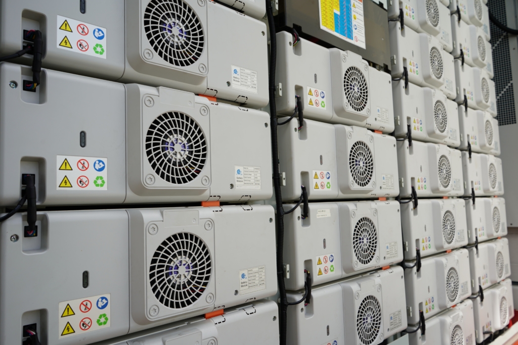 Close up of the air cooled battery cells